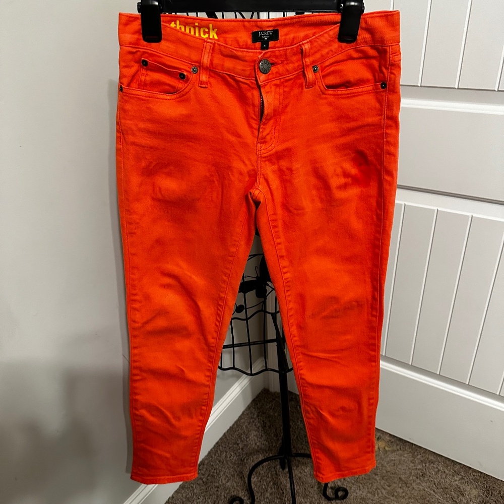 J CREW Women's Toothpick stretch jeans orange - size 27
